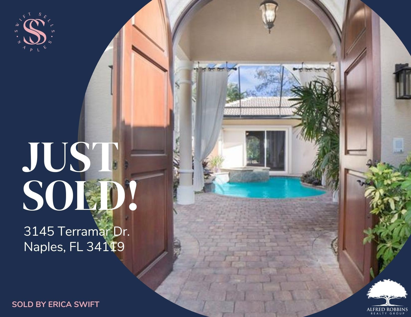 A living room with a couch , chairs , ottoman and a mirror