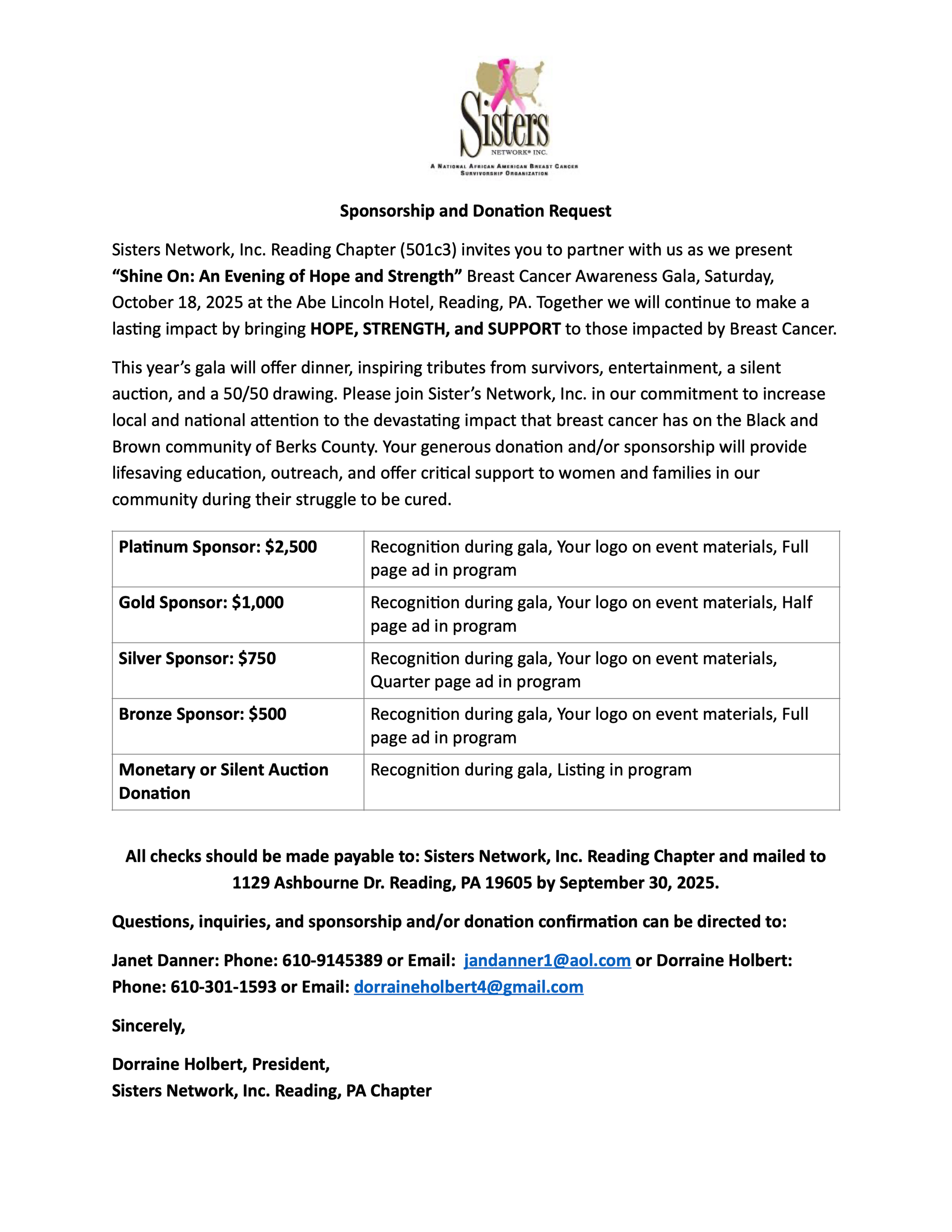 Sponsorship request for