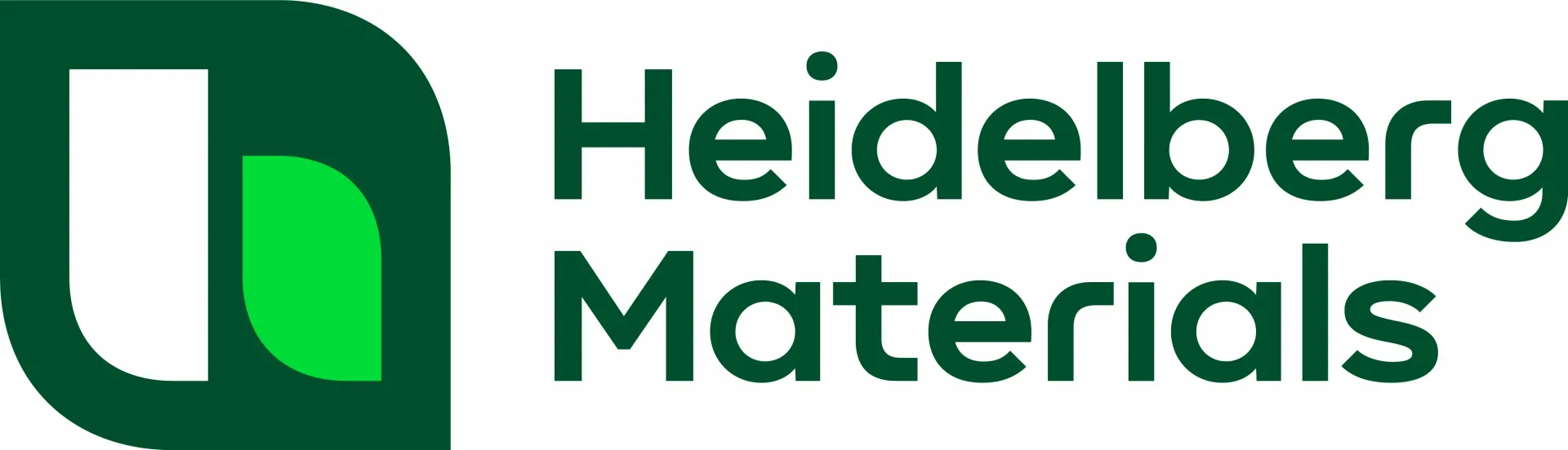 Logo di Heidelberg Materials: quadrato verde con bordi curvi, lettera