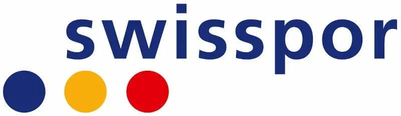 Logo di Swissport, con testo e tre cerchi colorati (blu, giallo, rosso).