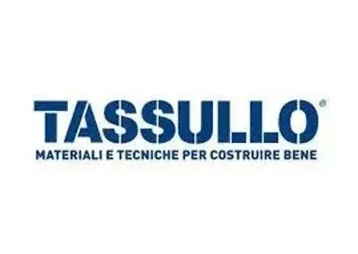 Logo for Tassullo, a company, in blue text, with the slogan