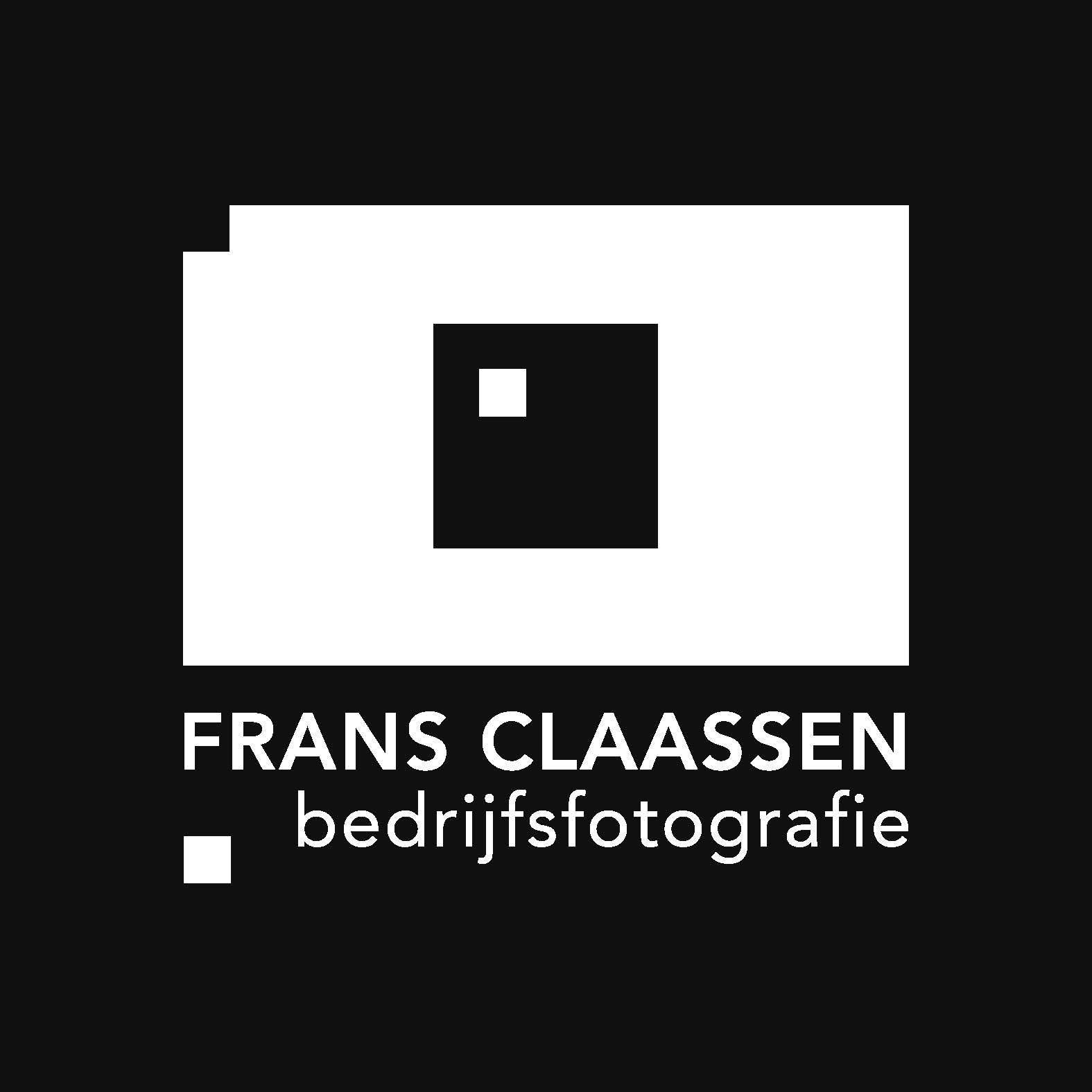 A black and white logo for frans claassen bedrijfsfotografie