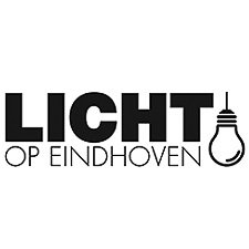 Een zwart-wit logo voor licht op eindhoven met een gloeilamp.