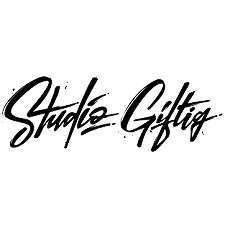 Een zwart-wit logo voor een bedrijf genaamd studio gifting.