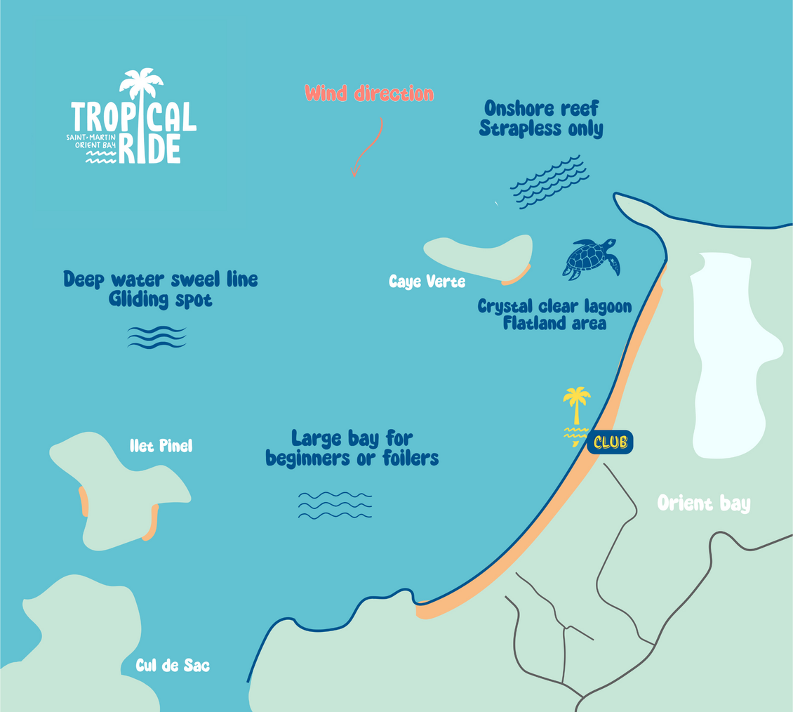 A map showing the location of tropical ride