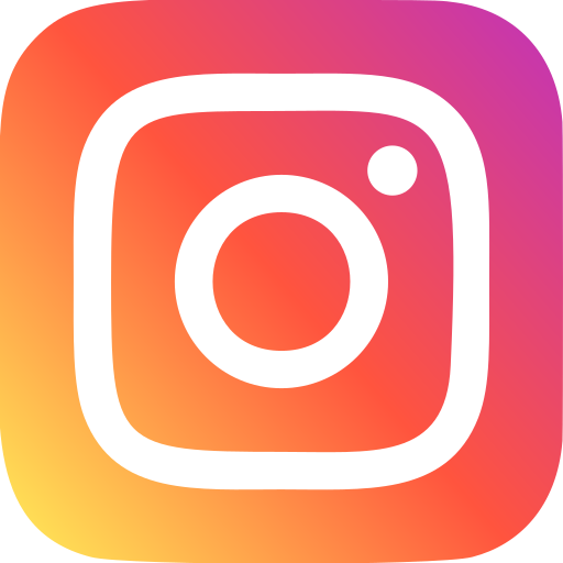Instagram app icon, gradient background: orange, yellow, pink, and purple, white outline, white camera lens.