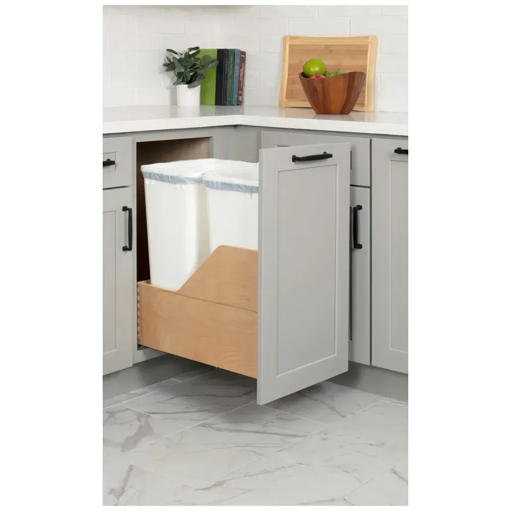 Hardware Resources Wood Bottom-Mount Soft-Close Trashcan Pullout for Door-Mounting