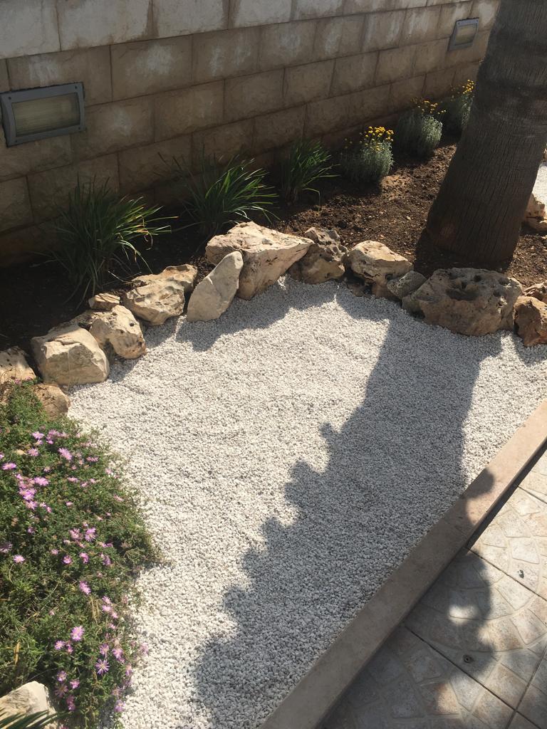 creazione area verde con ghiaia e piante aromatiche