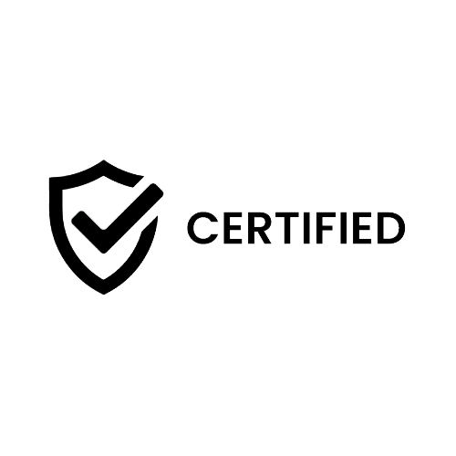 A certified logo with a check mark on a shield.