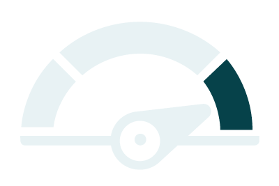 An icon of a speedometer with a blue arrow pointing to the right.