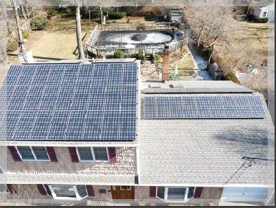 Aerial view of house with a Solar Panel System - Electric Contractors in Bay Shore, NY