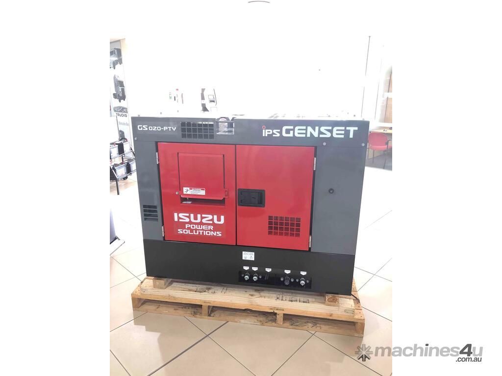 Red And Black Isuzu Generator on a Wooden Pallet Indoors — Tracserv in Dubbo, NSW