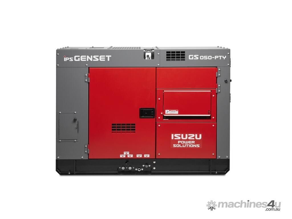Red Isuzu Industrial Generator Unit With Gray Sides — Tracserv in Dubbo, NSW