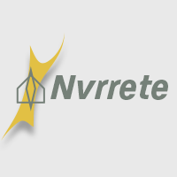 a logo for nvrrete with a yellow arrow