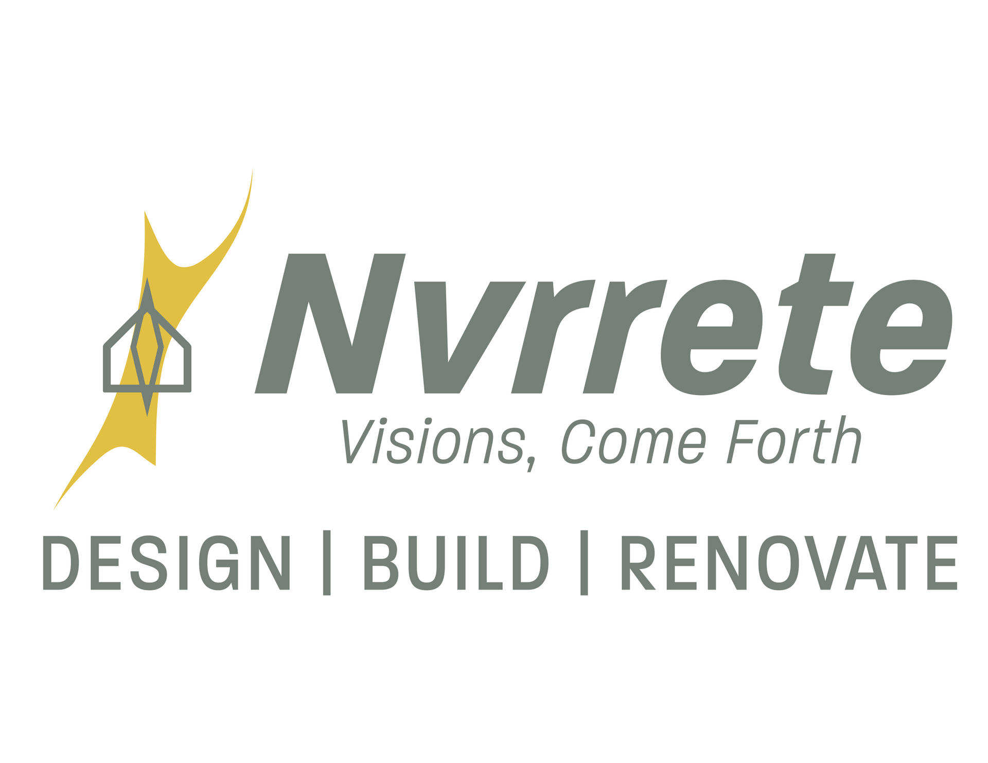 a logo for nvrrete with a yellow arrow nvrrete logo