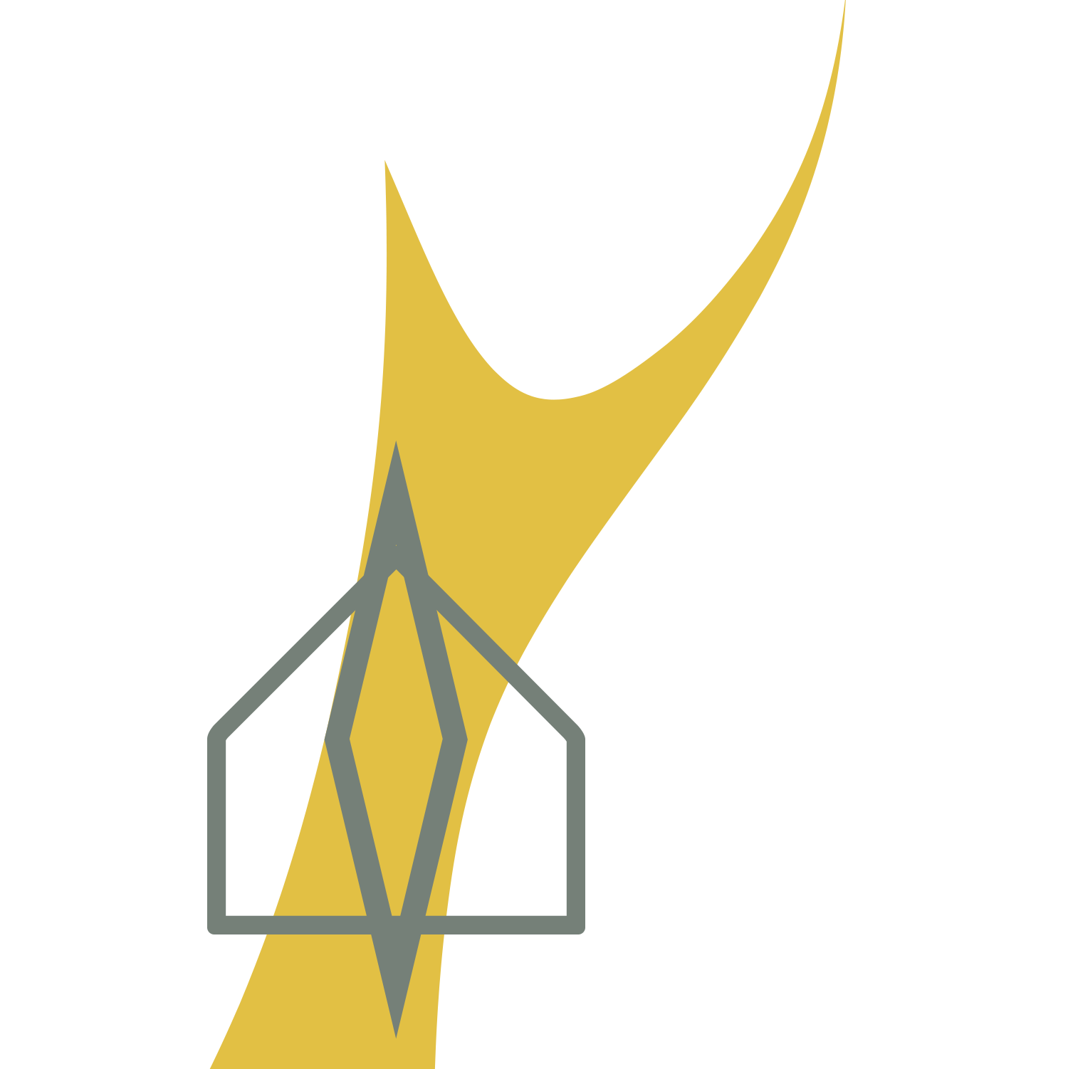 a yellow arrow with a house in the middle of it on a white background nvrrete logo