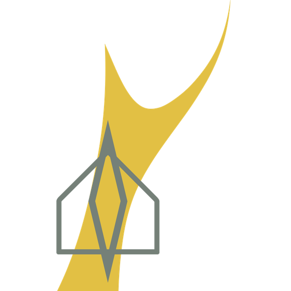 a yellow arrow with a house in the middle of it on a white background nvrrete logo