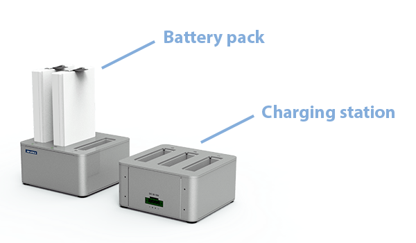 POC-IPSM90 battery pack and charging station