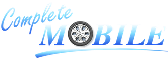 A complete mobile logo with a tire on it