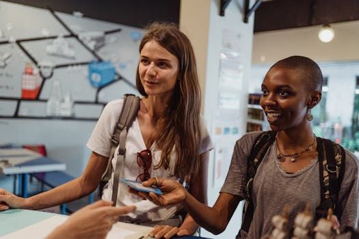 Hóspede internacional realizando check-in em hotel brasileiro simbolizando turismo estrangeiro