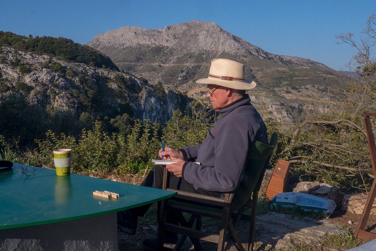 Cees Franke tijdens zijn verblijf van een half jaar op het Griekse eiland Ikaria