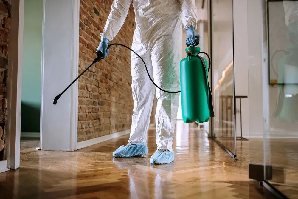 A person doing sanitization