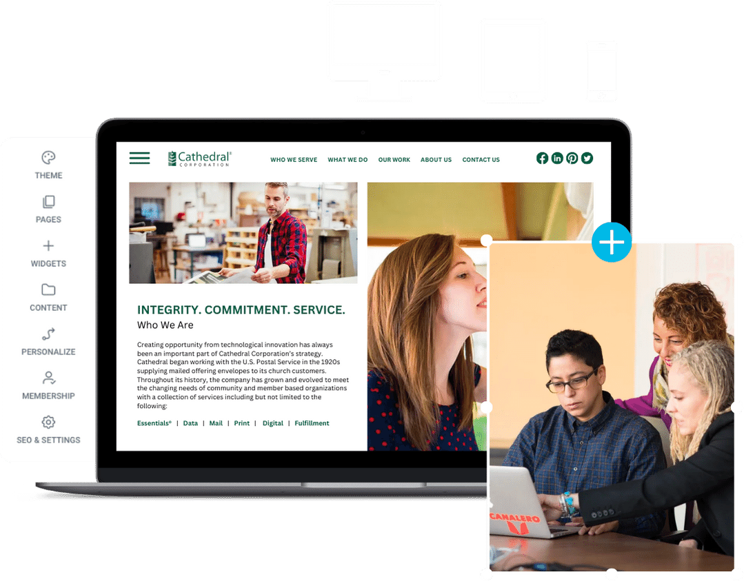 A laptop is open to a page that says 