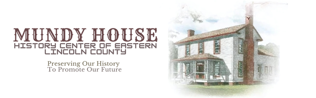 A logo for Mundy House History Center of eastern Lincoln County, NC