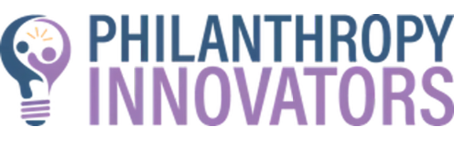 A logo for Philanthropy Innovators with a light bulb on it.