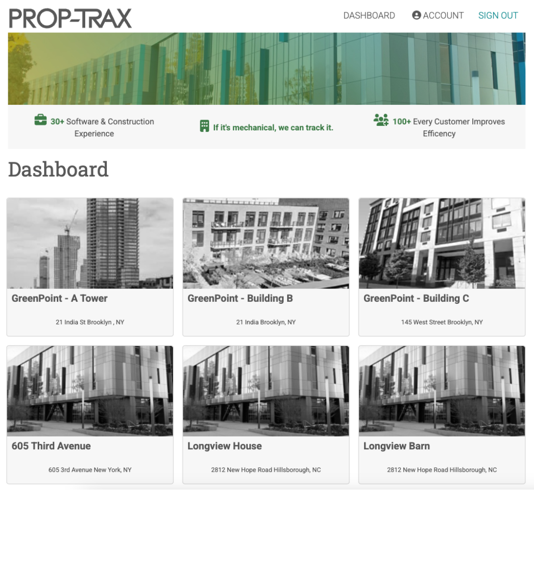 A screenshot of a website for prop-trax property management software