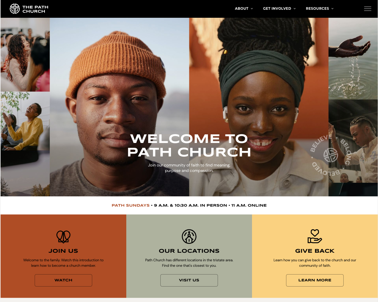 A website for path church shows a man and a woman