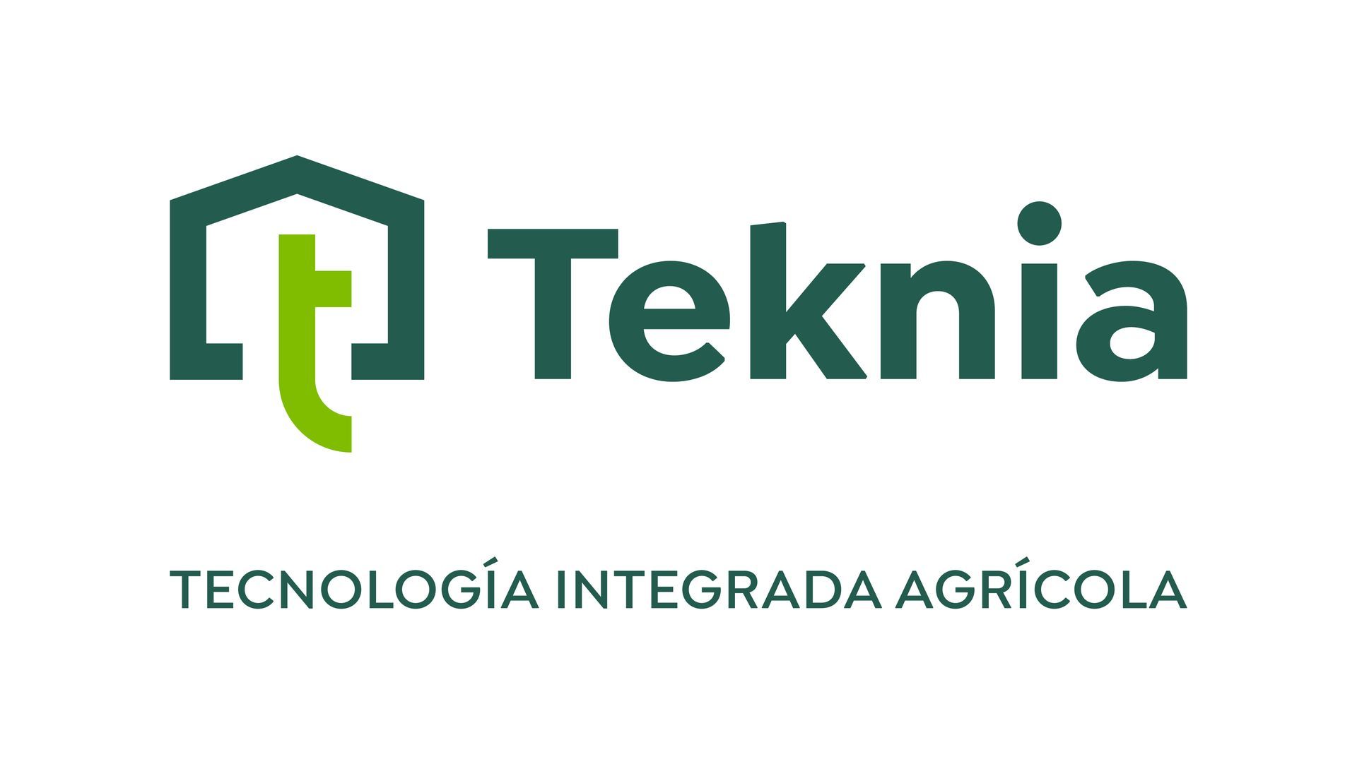 Logotipo de Teknia: diseño en forma de casa verde con