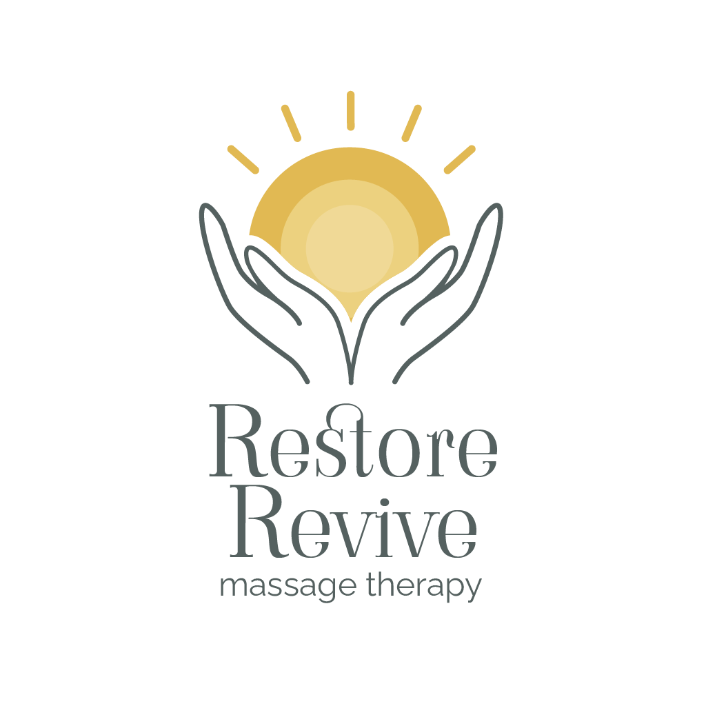 Restore Revive Massage Therapy two hands holding a rising sun