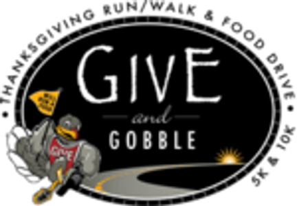 A logo for a thanksgiving run / walk and food drive