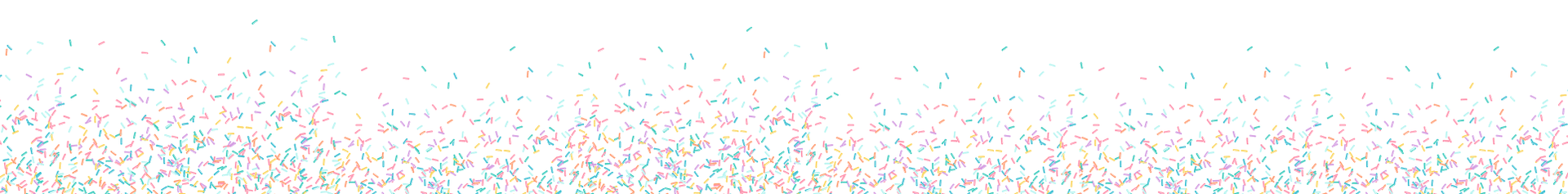 Confetti in various colors covers the bottom of the frame, fading upwards to white.