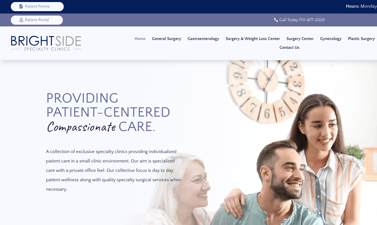 Brightside Specialty Clinics - custom website