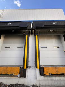 A couple of loading docks on the side of a building