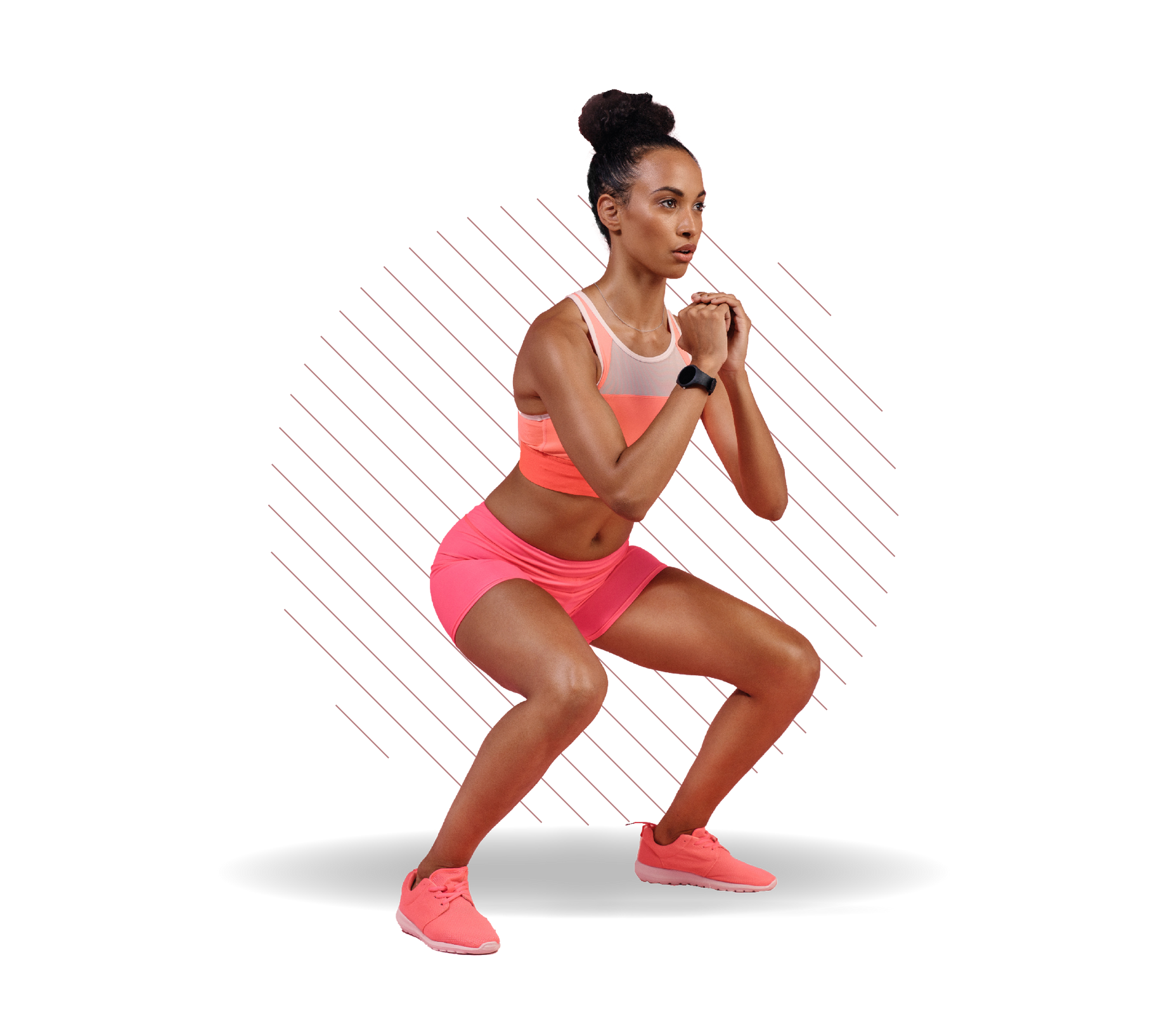 Woman squating during a physical therapy exercise