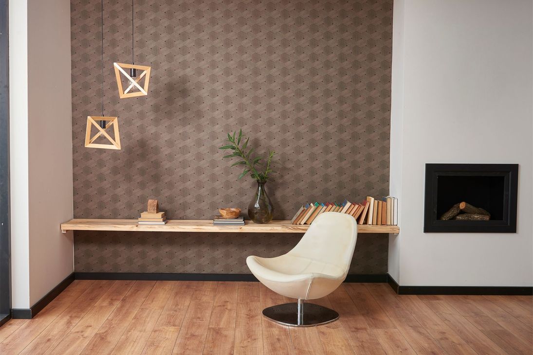 Modern Living Room With Wallpaper