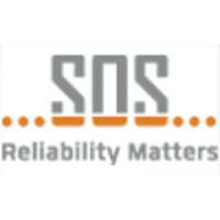 Logo for SOS Reliability Matters, with gray block letters above an orange bar and dots; text reads