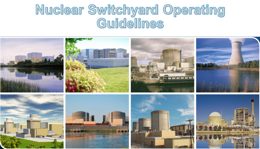 Eight photos of nuclear power plants, with text 