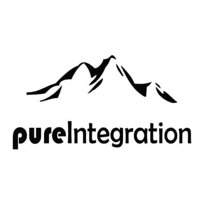Black and white logo featuring stylized mountain range above