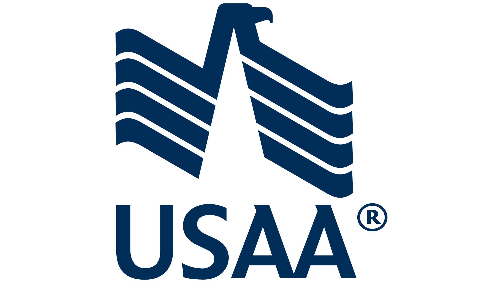 USAA logo: blue stylized eagle over blue text