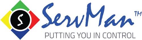 Logo for SewMan with a colorful diamond and tagline 