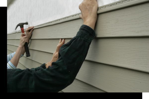 Siding being installed.