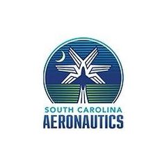 Logo for South Carolina Aeronautics featuring a stylized palm tree and crescent moon in blue gradients.