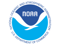 The blue and white logo of the National Oceanic and Atmospheric Administration (NOAA) featuring a stylized bird.