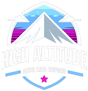 High Altitude Auto Rail Repair logo with mountain, blue sky, clouds, and magenta accents