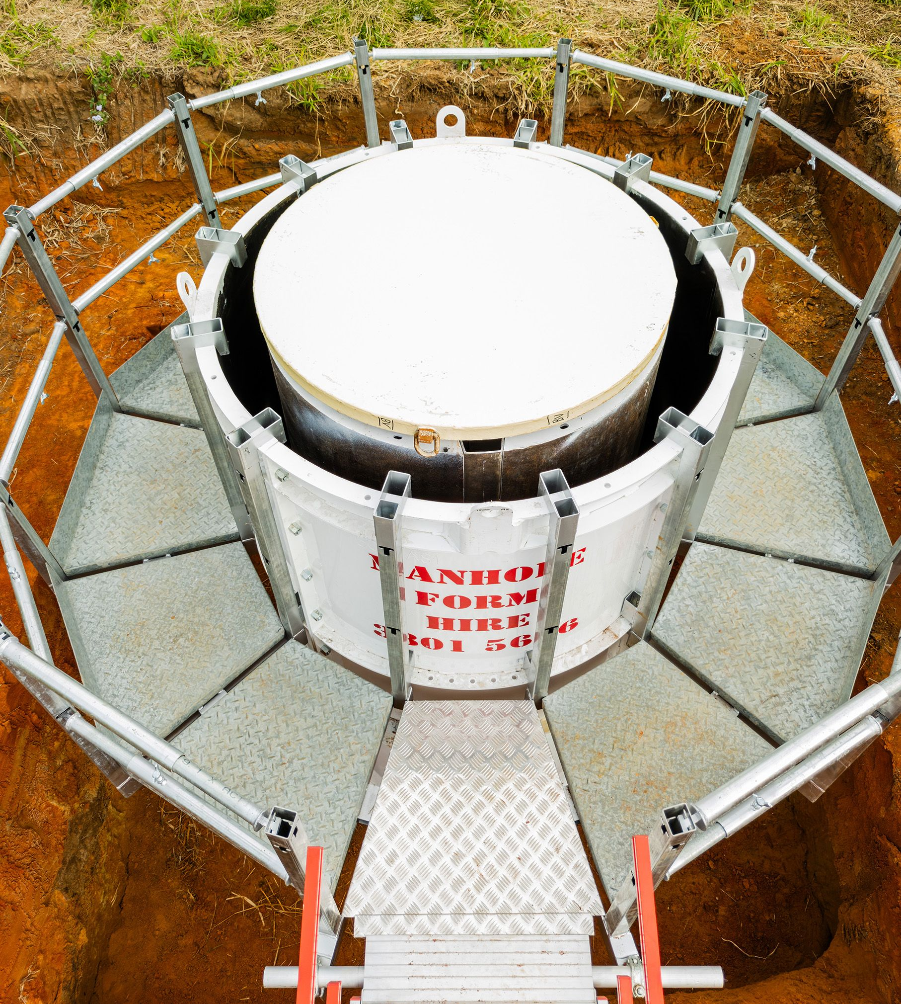 outer drum with pour board and scaffolding