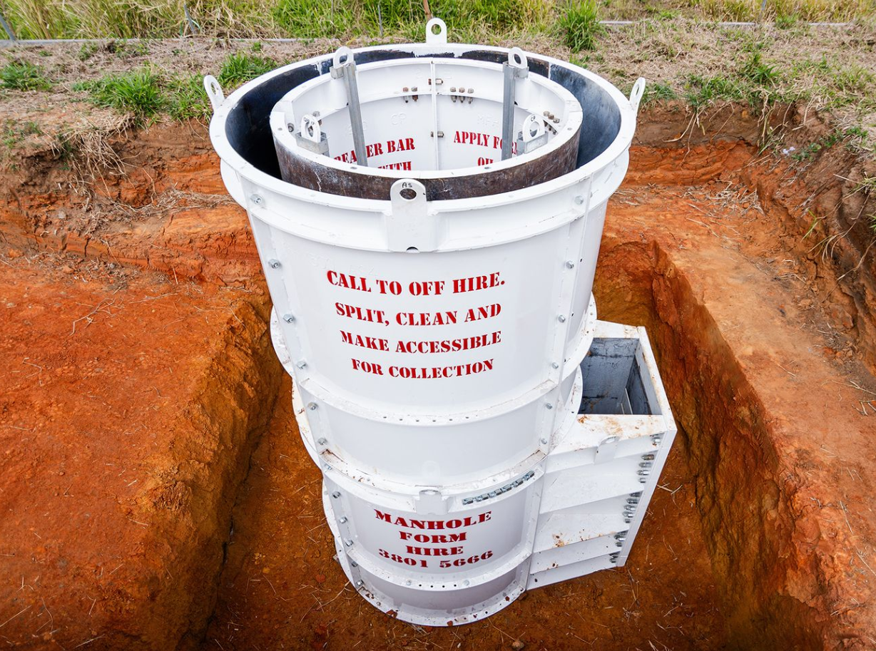 Manhole Form Hire inner and outer drum with backdrop